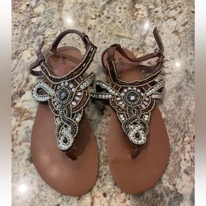 Just Fab Womens Rhinestone Flat Sandals size 7